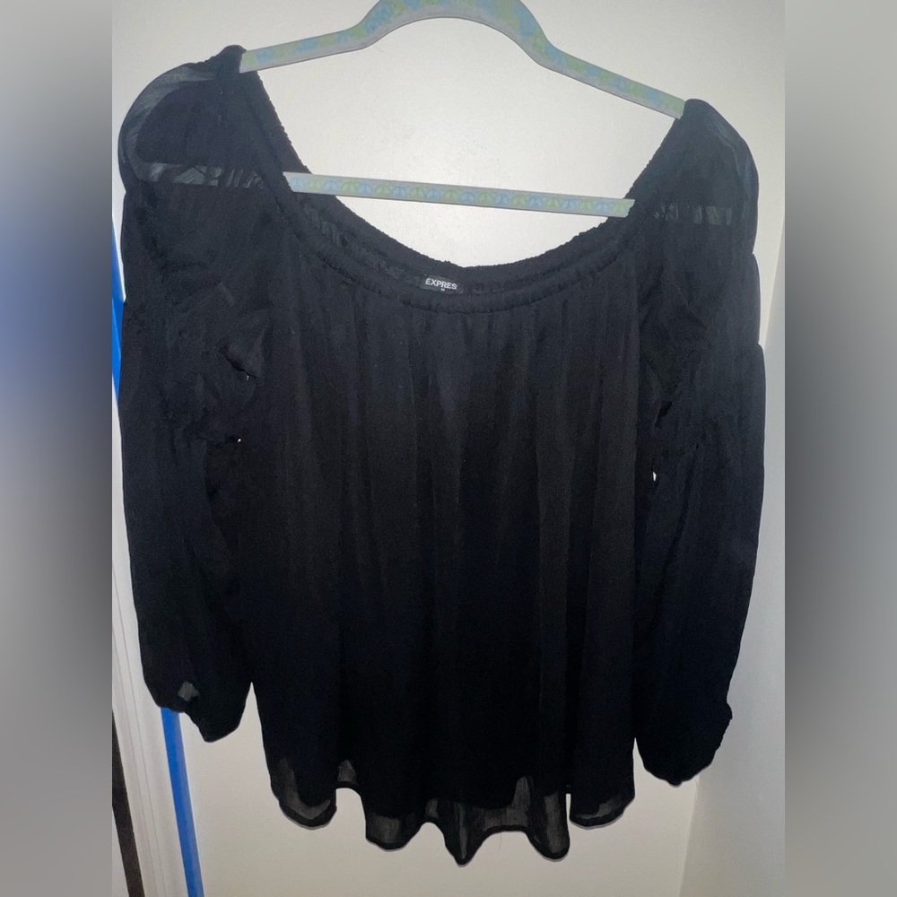 NWT Express sheer black off the shoulder shirt